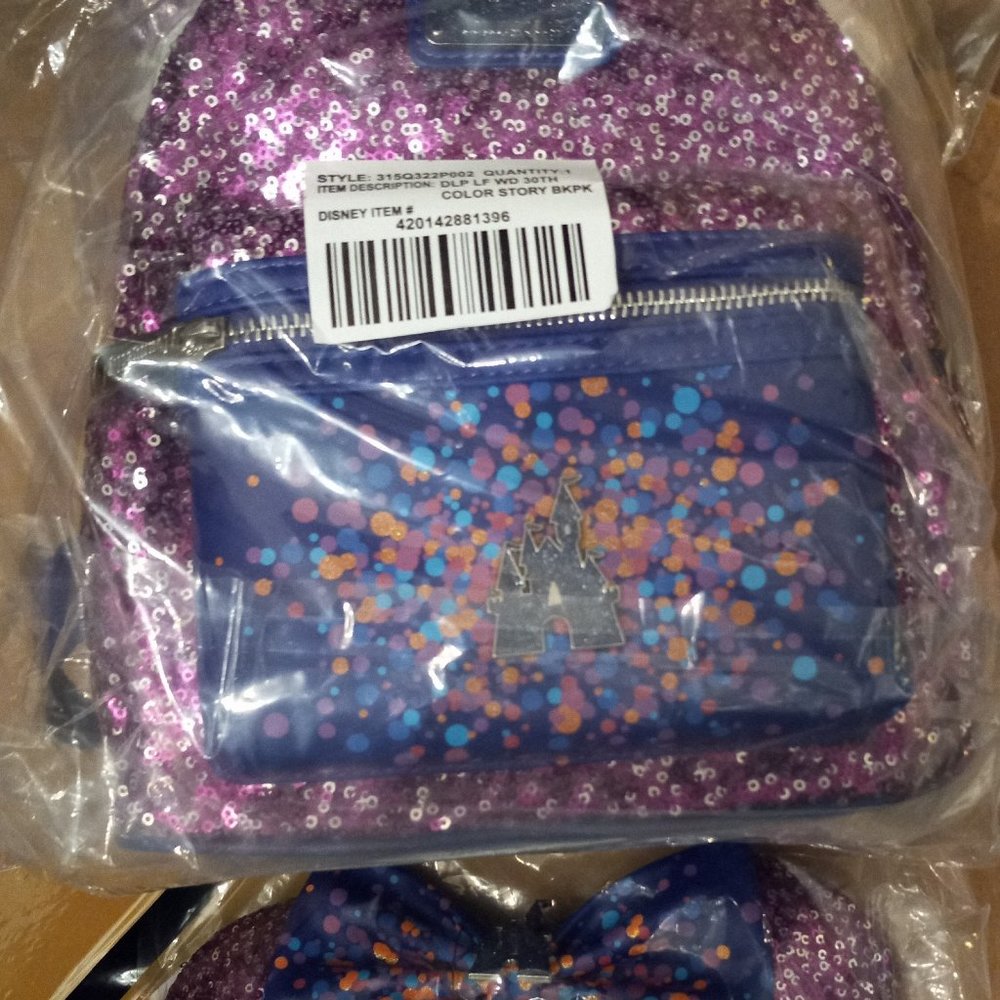 Loungefly Disney Paris 30th Sequin backpack and ears